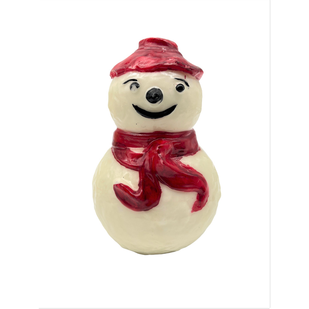 Vintage Snowman Leadless Wick Candle 7x4.5" Strawbridge & Clothier Made In Italy